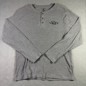 Lucky Brand Men’s Gray Waffle Knit Long Sleeve Henley Shirt Size XL
